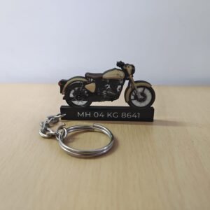Personalized RE Classic 350 Single Desert Sand Wooden Keychain