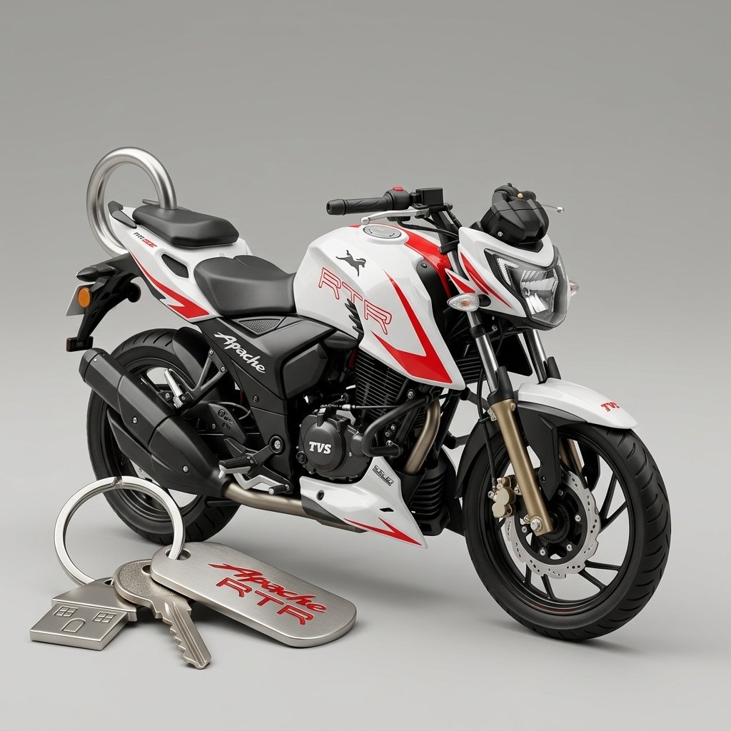 Best TVS Apache RTR 200 4V White Red Keychain