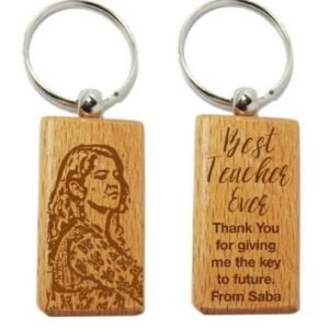 Custom Engraved Wood Charm Keychain