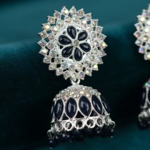 1 PAIR OF Navy blue jhumka