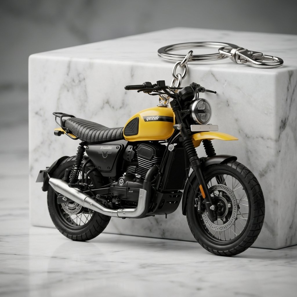 Best Yezdi Scrambler Yelling Yellow Keychain