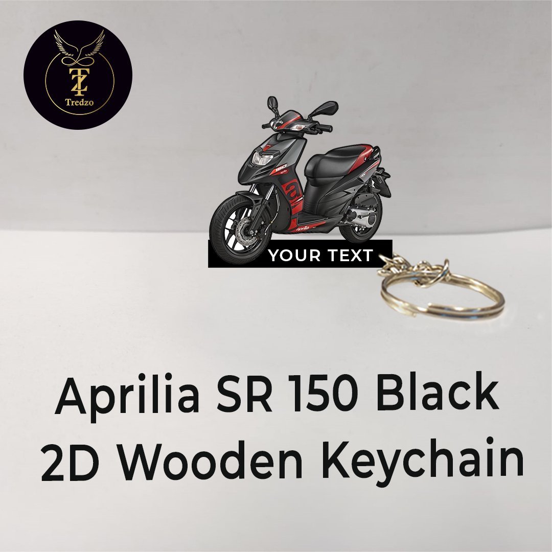 Best Aprilia SR 150 Black 2D Wooden Keychain - Image 3