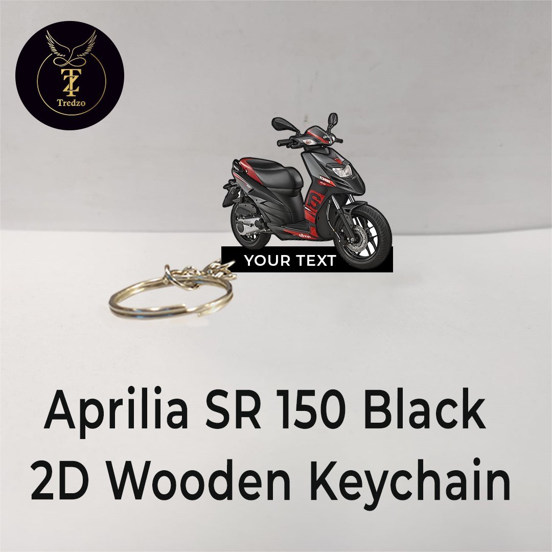 Best Aprilia SR 150 Black 2D Wooden Keychain